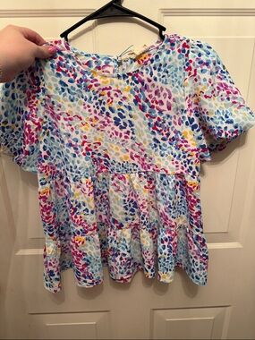 Hayden Lightweight Tiered Tunic Top in Blue, Pink, Purple, Yellow